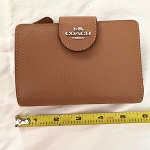 Coach Brown Leather Wallet with Silver Accents